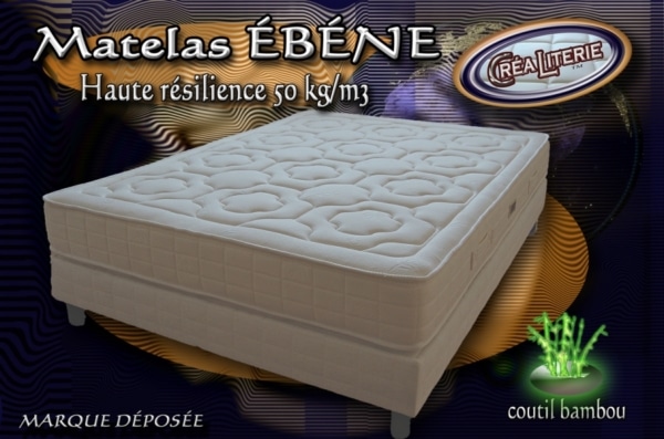 Matelas Ébéne Mousse Polyuréthane Haute Résilience 50 kg/m³ sans cfc (Coutil Bambou) – Image 2