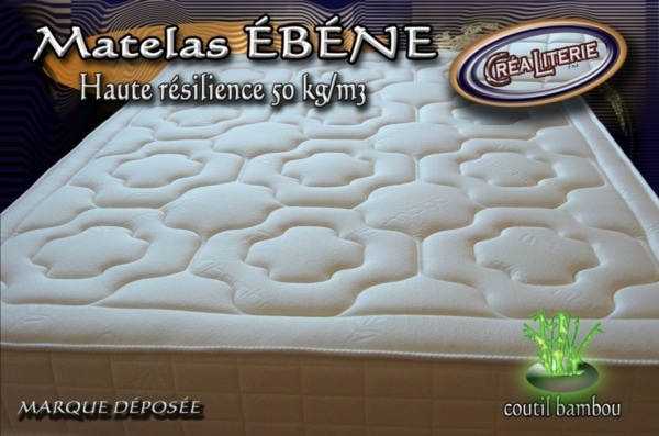 Matelas Ébéne Mousse Polyuréthane Haute Résilience 50 kg/m³ sans cfc (Coutil Bambou) – Image 3