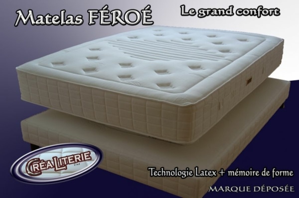 Matelas Féroé latex multizones micro perforé 84 kg/m3 + visco élastic à mémoire de forme