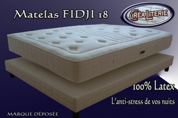 Matelas Fidji 18 latex multizones micro perforé densité 84 kg/m3 sans cfc Coutil Anti-stress