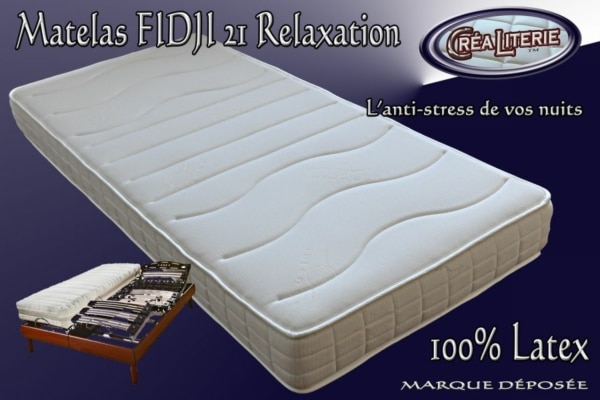 Matelas latex Fidji 21 relaxation latex multizone micro perforé 84 kg/m³ (coutil anti-stress) Fabrication Francaise – Image 3