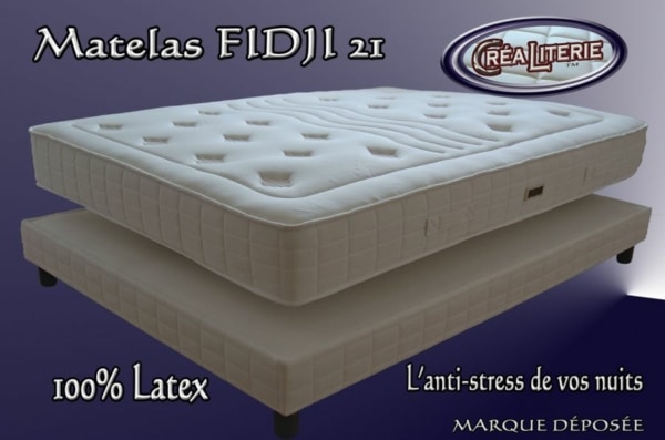Matelas Fidji 21 latex multizone micro perforé densité 84 kg/m3 sans cfc coutil Anti-stress Fabrication Francaise