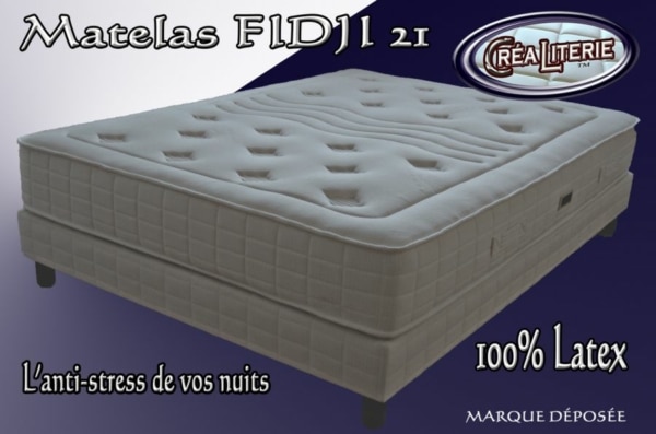 Matelas Fidji 21 latex multizone micro perforé densité 84 kg/m3 sans cfc coutil Anti-stress Fabrication Francaise – Image 2