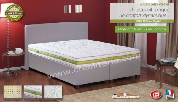 Matelas Latex Naturel Privilège Latex Biotex Végétale Naturel multizones Densité 80 kg/m3 Housse Bio Coton