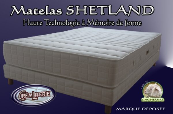 Matelas Shetland Viscorelax à mémoire de forme sans cfc (Coutil Cachemire)