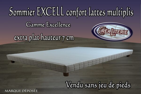 Excell sommier tapissier confort lattes multiplis extra plat hauteur 7 cm