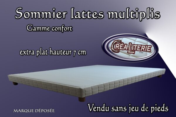 Sommier tapissier extra plat lattes multiplis hauteur 7 cm Fabrication Française