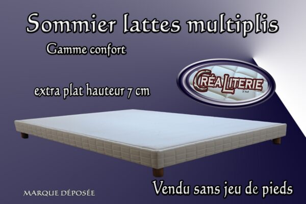 Sommier tapissier extra plat lattes multiplis hauteur 7 cm Fabrication Française – Image 2