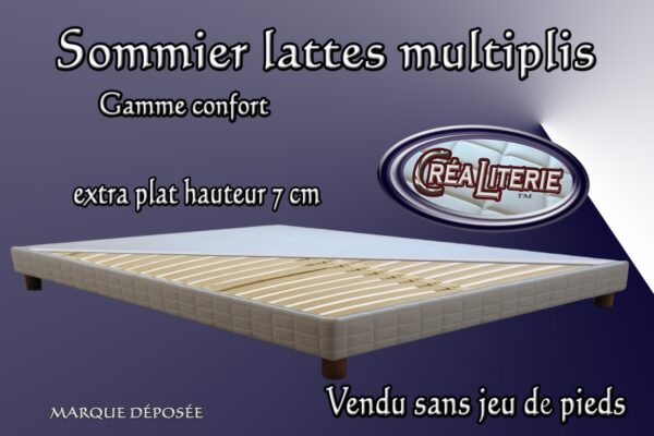 Sommier tapissier extra plat lattes multiplis hauteur 7 cm Fabrication Française – Image 3
