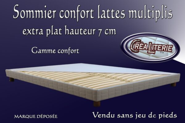 Sommier tapissier confort lattes multiplis extra plat hauteur 7 cm – Image 3