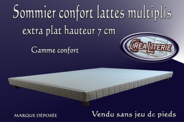 Sommier tapissier confort lattes multiplis extra plat hauteur 7 cm – Image 2