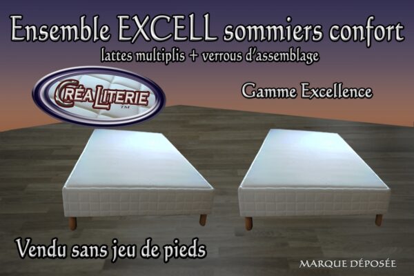 Ensemble EXCELL sommiers confort lattes multiplis + verrous d'assemblage