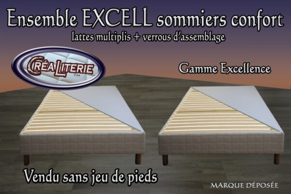 Ensemble EXCELL sommiers confort lattes multiplis + verrous d'assemblage – Image 2
