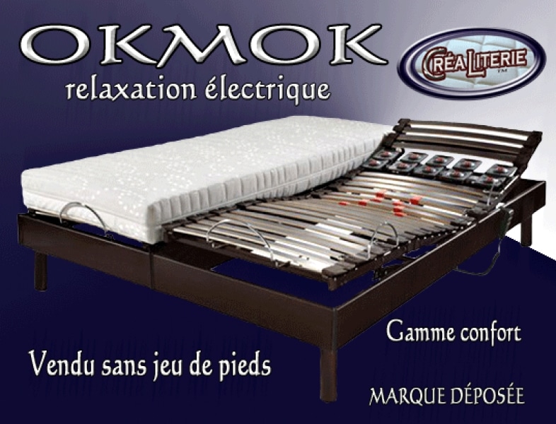 Okmok sommier relaxation électrique à lattes + plots Fabrication Française  - Crealiterie