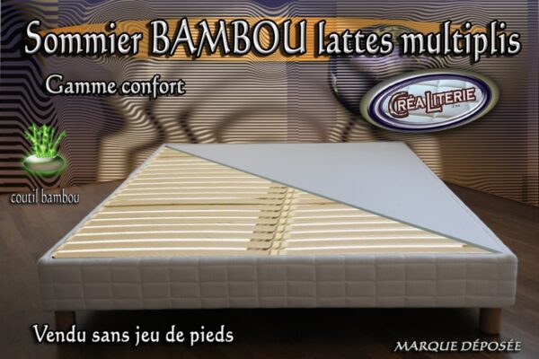 Sommier tapissier Bambou à lattes multiplis hauteur 15 cm (coutil bambou) Fabrication Française – Image 3