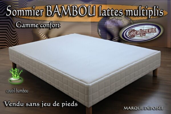 Sommier tapissier Bambou à lattes multiplis hauteur 15 cm (coutil bambou) Fabrication Française – Image 2