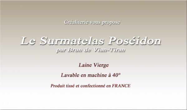 Surmatelas bvt Poséidon 650 gr/m² en laine Vierge woodmark lavable Brun de Vian Tiran fabrication Française