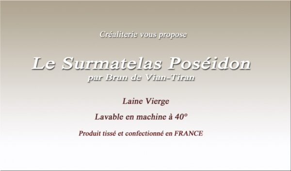 Surmatelas bvt Poséidon 650 gr/m² en laine Vierge woodmark lavable Brun de Vian Tiran fabrication Française – Image 2