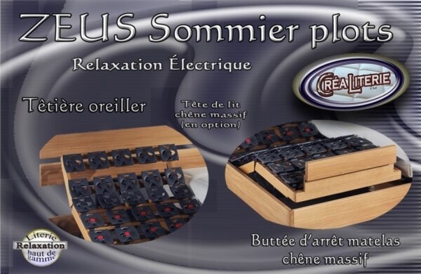ZEUS Sommier relaxation électrique à plots 4 moteurs par couchage dos reculant (translation lombaire) Fabrication Française – Image 2