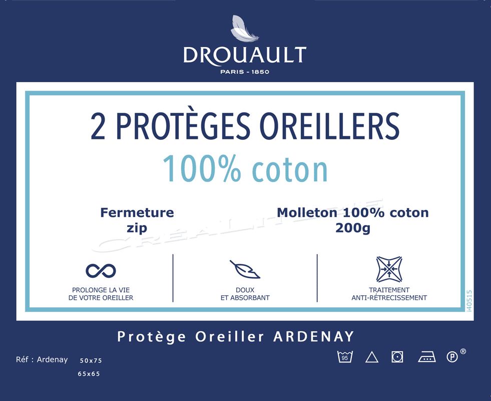 Protège Oreiller Drouault | Lot de 2 Protections Oreiller 100% Coton