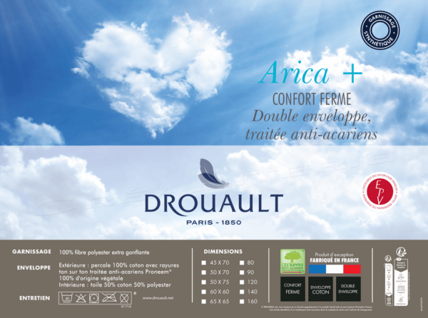 oreiller drouault arica plus fibre creuse par drouault 01