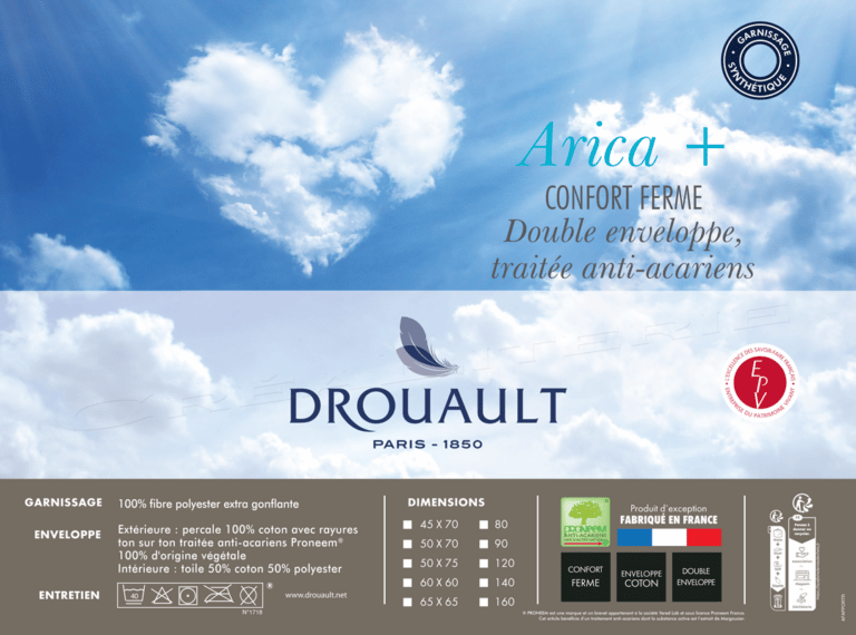 oreiller drouault arica plus fibre creuse par drouault 01