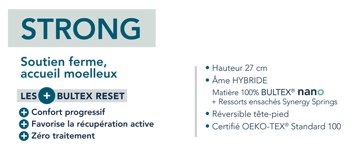 matelas bultex reset strong 27 cm ressorts ensachés multi air 5 zones de confort fabriqué en france