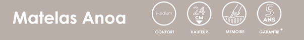 matelas andré renault anoa 24 cm, mémoire de forme 46kg/m³, fabriqué en france