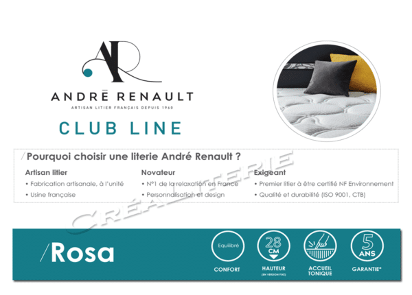 matelas andré renault rosa 28 cm 1120 ressorts ensachés + firm'r fabriqué en france