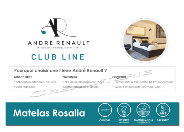 matelas andré renault rosalia, elastorem + 1189 ressorts ensachés fabriqué en france