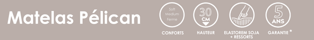 matelas andré renault pélican 30 cm, 1189 ressorts ensachés + 4 cm elastorem soja® + 3 cm firm'r, fabriqué en france
